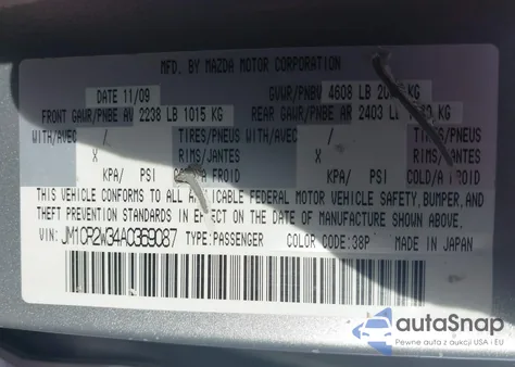 2010 Mazda Mazda5 Sport z USA, uszkodzony, nr VIN JM1CR2W34A0369087